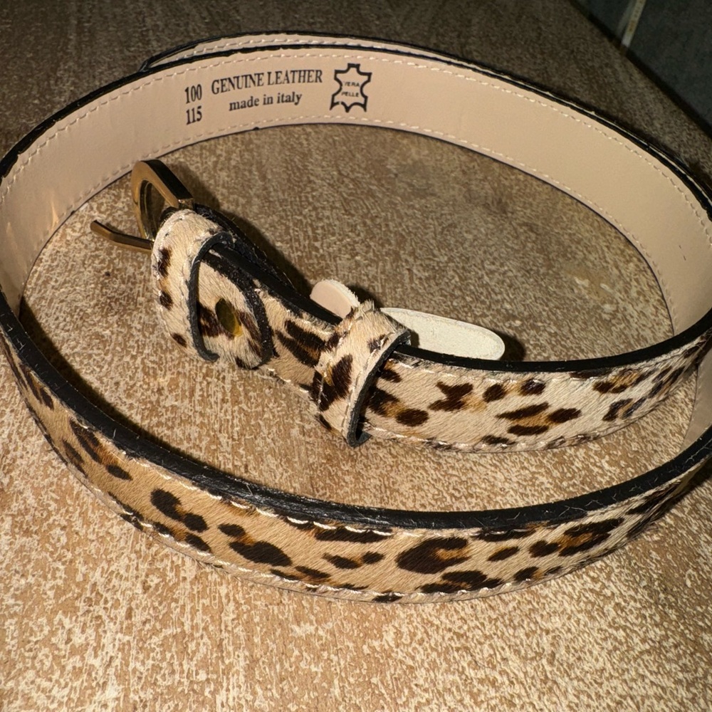 Italian Leather Leopard Belt